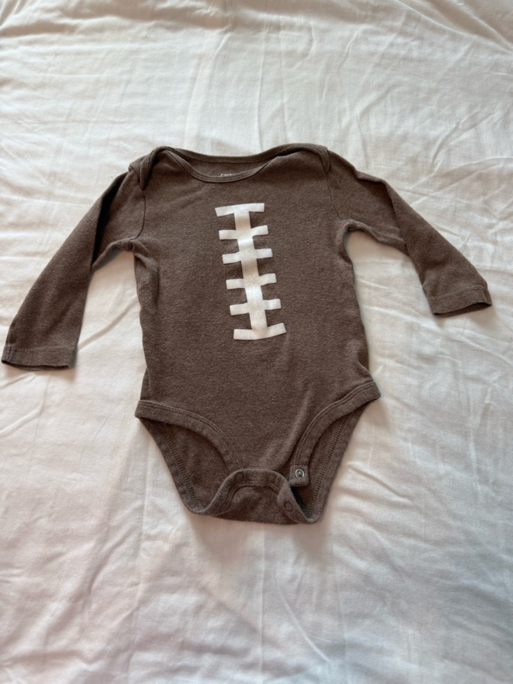 Carter's Brown Long-Sleeve Baby One-Piece with White Football Lace